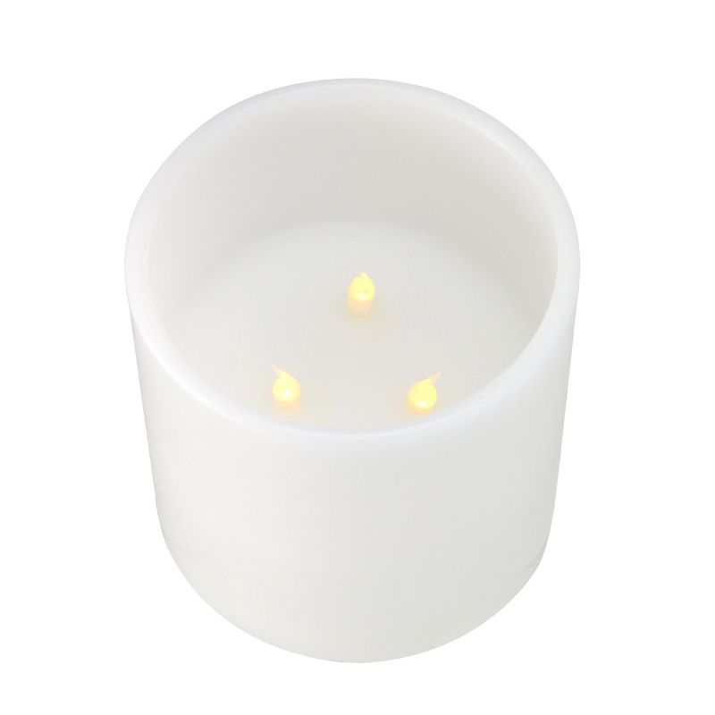 Northlight 6” Prelit LED Battery Operated 3-Wick Flickering Pillar Candle - White, 2 of 3