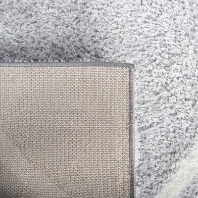 Light Grey and White Rectangular Shag Area Rug 5' x 7'