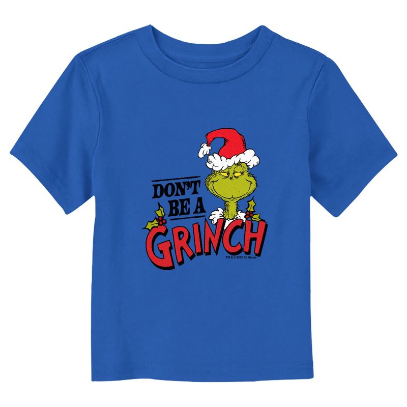 Toddler's Dr. Seuss Christmas Don’t Be a Grinch Santa Hat T-Shirt, 1 of 4