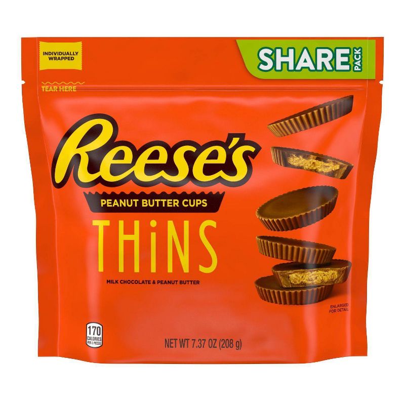 Reese&#39;s Peanut Butter Cups Thins Milk Chocolate Candy Pouch - 7.37oz, 3 of 8