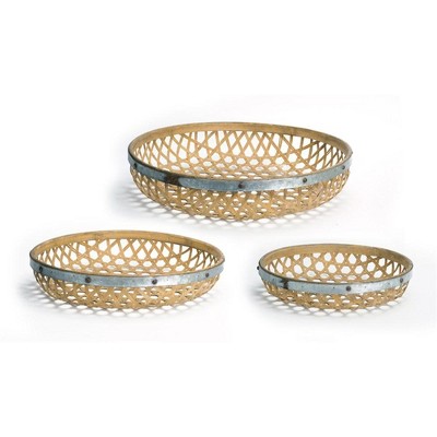 Melrose Round Woven Bamboo Tray (Set of 3)