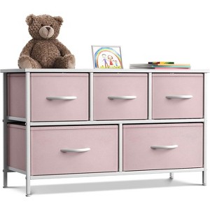 Sorbus 5 Drawers Dresser- Storage Unit with Steel Frame, Wood Top, Fabric Bins - for Bedroom, Closet, Office and more - 1 of 4