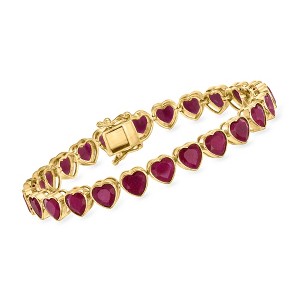 Ross-Simons 18.00 ct. t.w. Ruby Heart Tennis Bracelet in 18kt Gold Over Sterling - 1 of 4