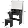 Vanity Desk w/Mirror, LED Lights, Outlet & Chair - 3 Color Modes, 2 Drawers, Adjustable Brightness - 2 of 4