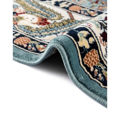 Blue Rectangular 10' x 14' Synthetic Persian-Style Area Rug