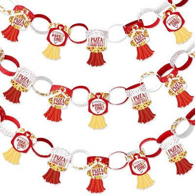 Big Dot of Happiness Pizza Party Time - 90 Chain Links & 30 Paper Tassels Decoration Kit - Baby Shower or Birthday Party Paper Chains Garland - 21 ft