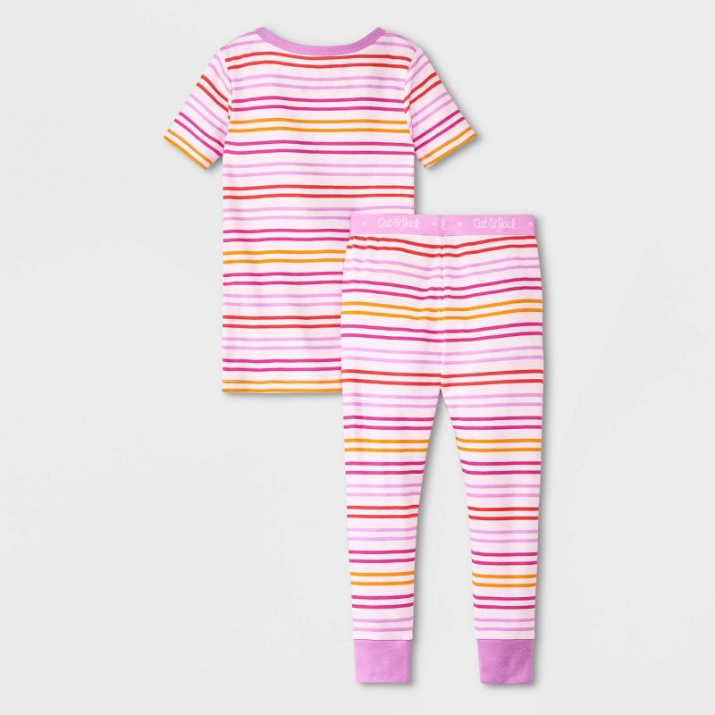 Toddler Girls&#39; 4pc Dinosaur &#38; Striped Pajama Set - Cat &#38; Jack&#8482; Pink, 3 of 5