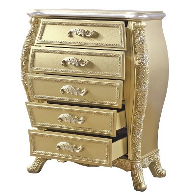 Gold 46" Glam Wood Composite 5-Drawer Chest with Felt Lined Drawers