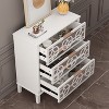 Famapy White 3-Drawers Wood Nightstands With Mirrored Paint Bedside Table - 3 of 4