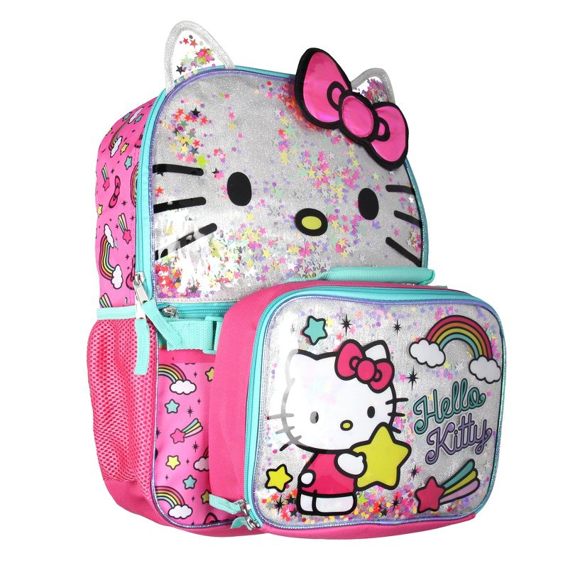 Hello Kitty Glitter 2 Piece School Travel Backpack Set For Girls With Lunch Bag Multicoloured, 3 of 7