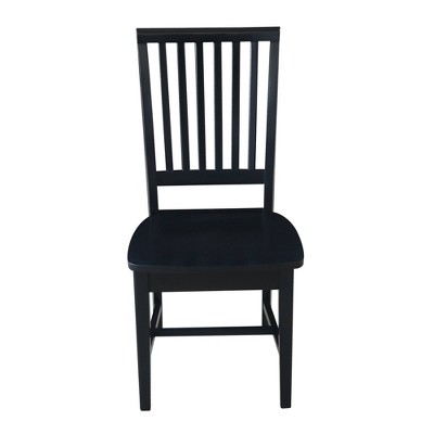 Elegant Mission High Slat Back Solid Wood Side Chair in Black - Set of 2