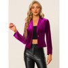 INSPIRE CHIC Women's 1 Button Lapel Collar Business Office Crop Suit Velvet Blazer - 2 of 4