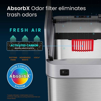 Silver Stainless Steel Touchless Motion Sensor Trash Can 18 Gallon