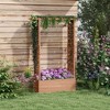 Chic Crate - Arch Trellis Raised Garden Bed with Drainage - 71" Tall Wood Planter for Climbing/Flowering Plants - Backyard & Patio - Rich Brown - 2 of 4