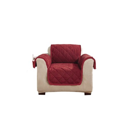 Sherpa/Suede Reversible Chair Cover Burgundy - Sure Fit