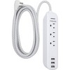 Philips 3-Outlet Grounded Braided Extension Cord with USB 3 Ports 3.4A 360J 6' Braided - White - image 3 of 4