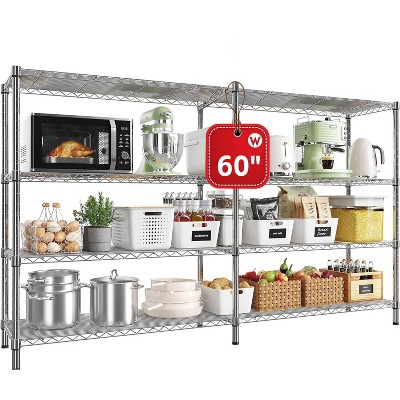 HOMDOX 4-Tier Heavy Duty Metal Storage Rack, 60"W x 14"D x 60"H Adjustable Wire Metal Shelves for Storage, 1200LBS Free Standing Storage Shelf Units