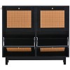 Clint 37.1" Height Farmhouse Rattan Shoe Rack Multifunctional 2-Tier Organizer Drawers for 12 Pairs with 4 Flip Down Drawers-Maison Boucle - 4 of 4