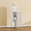 VECELO Bathroom Corner Shelf Storage, Waterproof Corner Cabinet for Small Space, Narrow Storage Organizer with Toilet Paper Roll, White - 3 of 4