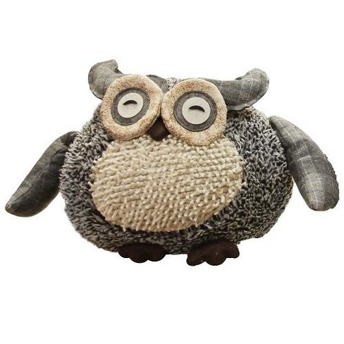 Northlight 10 Charming Gray Plaid Owl W Textured Ivory Plush