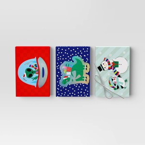 3pk Christmas Gift Card Holders Alien/Dino/Penguin - Wondershop™ - 1 of 3