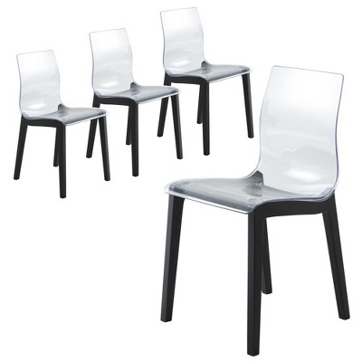 Leisuremod Marsden Modern Plastic Dining Side Chair With Beech Wood Legs