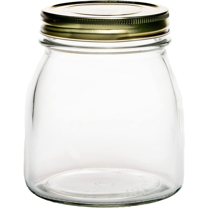 Amici Home Cantania Canning Jar, Airtight, Italian Made Food Storage Jar Clear with Golden Lid, 4-Piece,27-ounce, 3 of 4
