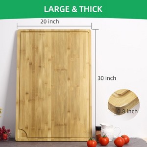 Oversized Bamboo Cutting Board for Kitchen, Chopping Board with Juice Groove, Reversible Butcher Block Charcuteries Cheese Serving Tray - 1 of 4