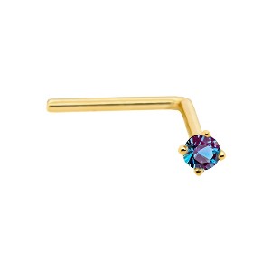 Jewelry Avalanche 22G 14K Gold L-shape Nose Stud with Alexandrite Gemstone - 1 of 3