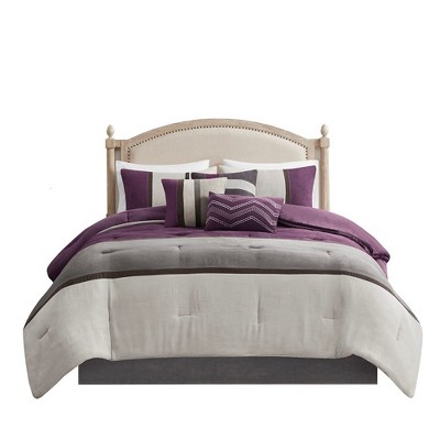 California King Purple Microfiber Comforter Set