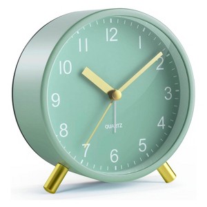 Aoibox Silent Analog Alarm Clock with Night Light, Non-Ticking Round Metal Design for Bedroom, Office, Kids, Adults, Seniors, Gift - 1 of 4