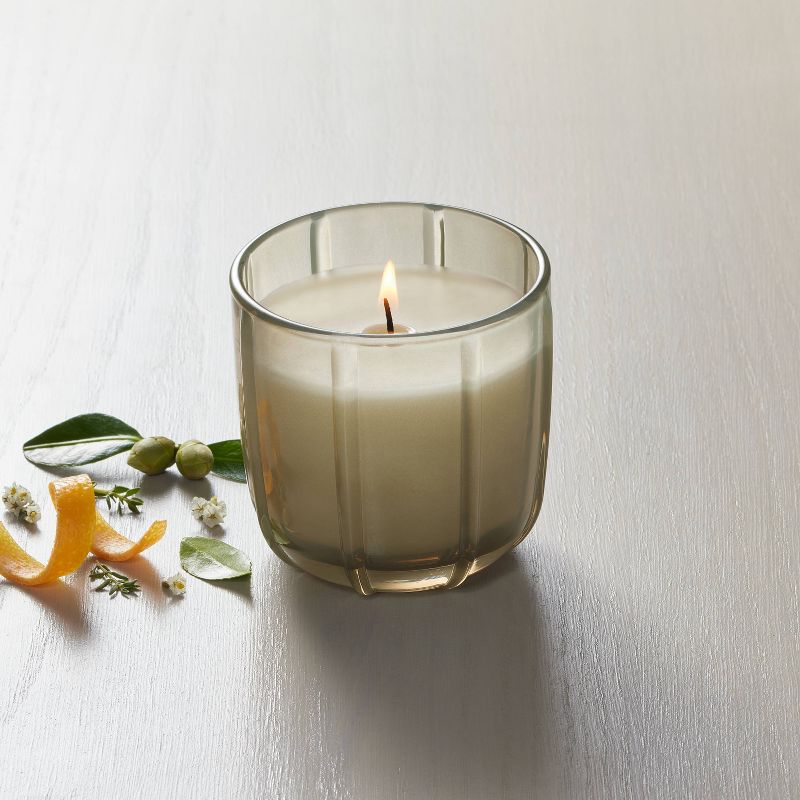 Tinted Glass Grapefruit & Herbs Ribbed Jar Candle Light Green - Hearth & Hand™ with Magnolia, 3 of 8