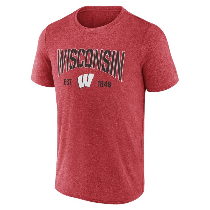 NCAA Wisconsin Badgers Men&#39;s Heather Poly T-Shirt, 2 of 4