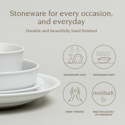 White Ceramic 16-Piece Semi-Matte Dinnerware Set