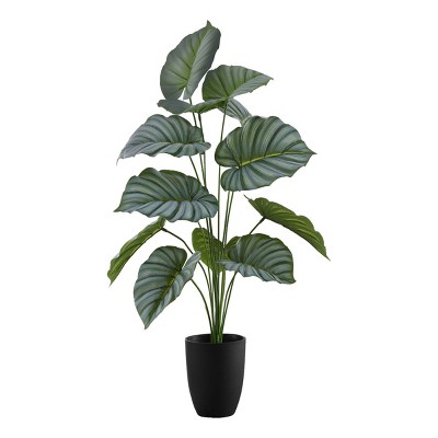 GlasFlength Artificial Plants Artificial Rubber Tree Artificial Calathea Tree Faux Plants for Indoor Home Decor, Green, 20"*20"*23.5"