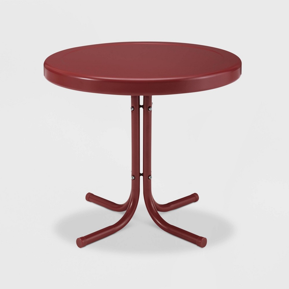 Photos - Other Furniture Crosley Retro Metal Patio Side Table Bright Red Gloss 
