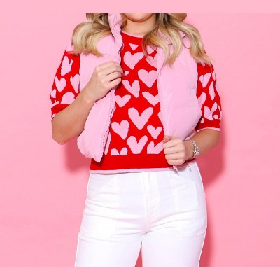Women's Puffer Vest - Peach Love