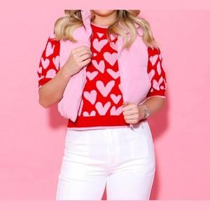 Women's Puffer Vest - Peach Love M - 1 of 4