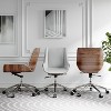 Tree City- Mid-Century Modern Swivel Office Chair with Walnut Bent Wood Back and Faux Leather Seat – Adjustable Height & Rolling Base - 2 of 4