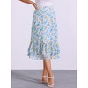 INSPIRE CHIC Women's Chiffon Elastic Waist Ruffle Tiered Flowy Midi Floral Printed Skirts - 3 of 4
