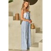 Beau Blue Light Wash Frayed Seam Wide Leg Jumpsuit - 3 of 3