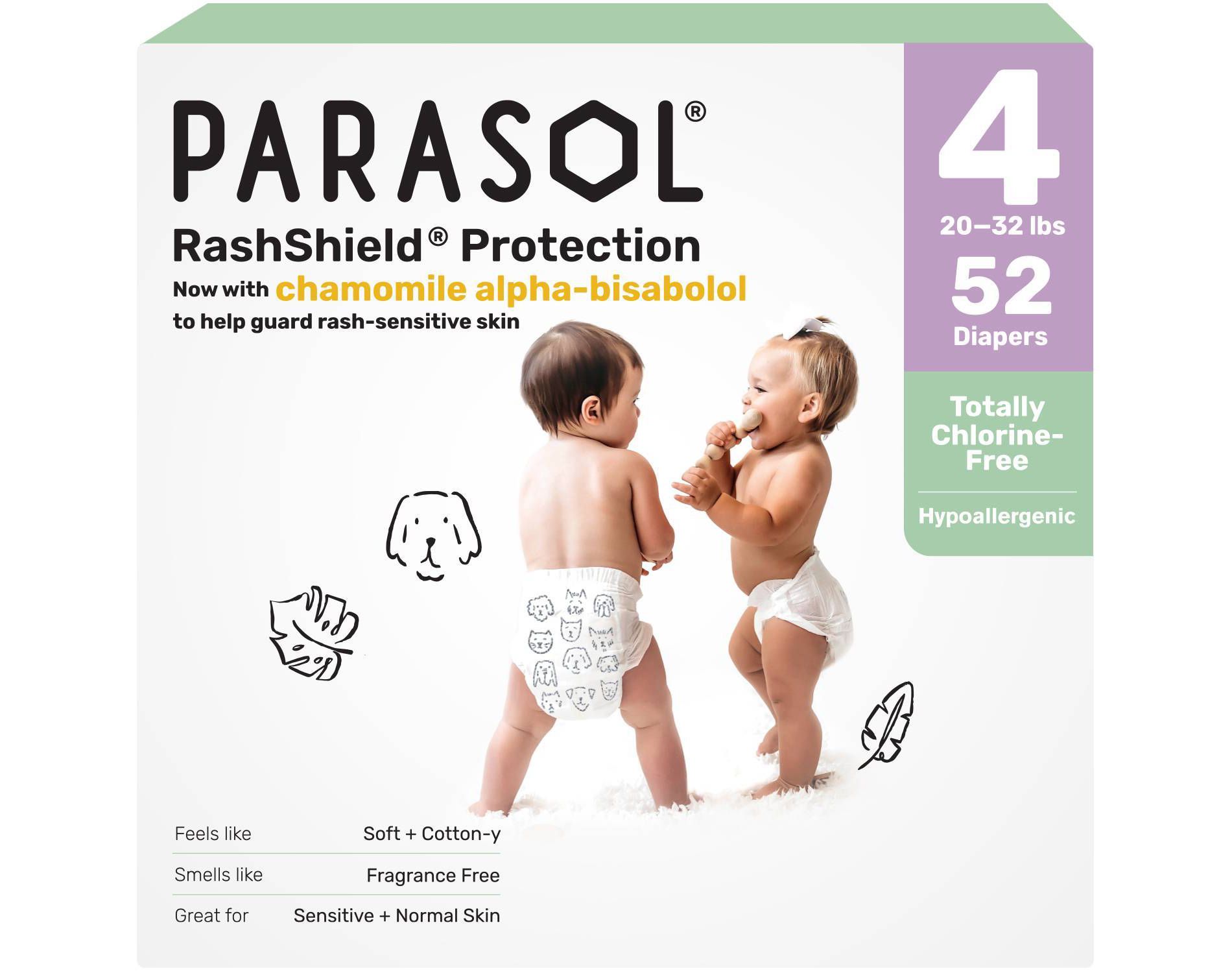 Parasol Chlorine-Free Diapers with RashShield Protection - Size 4 - 52ct