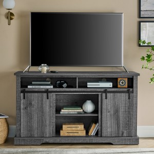 Bella Depot Entertainment Center with Storage Cabinets and Sliding Barn Door, Mid Century TV Stand for TVs up to 65" - 1 of 4