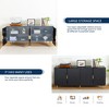 Dresser cabinets, lockers,sideboard, buffet cabinet, buffet service desk, metal legs, handles, door panels are corrugated pattern - 3 of 3