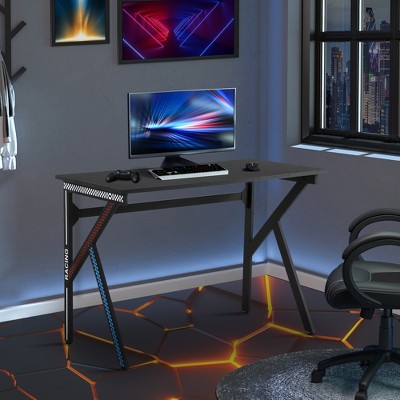 Homcom 47 Racing Style Gaming Desk, Z-shaped Computer Table With