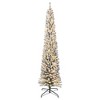 GustoWave 6FT Flocked Christmas Tree, Slim Snowy Pencil Xmas Tree with, Realistic Green & White Holiday Decoration for Home, Office, Indoor & Outdoor - 2 of 4