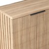 HomeRoots 35" Oak Wood Textured Door Accent Cabinet With Two Doors - 4 of 4
