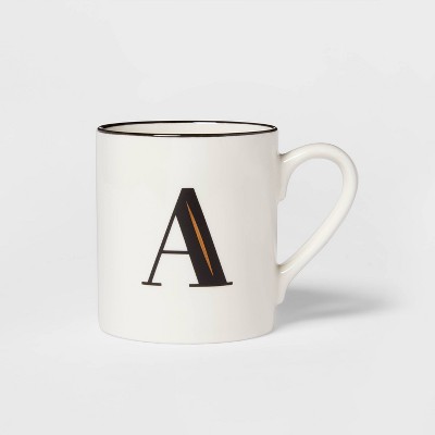  16oz Stoneware Monogram A Mug White - Threshold™ 
