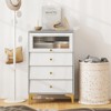 Tangkula 3 Drawer Dresser 37.5" Tall Dresser Chest of Drawers w/ Flip-up Fluted Glass Door - 3 of 4