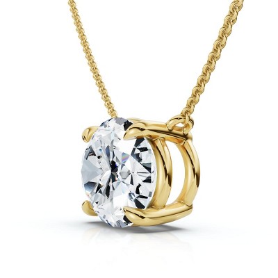 Pompeii3 Certified 3Ct Diamond Oval Solitaire Pendant 14k Gold 18" Women's Chain Lab Created